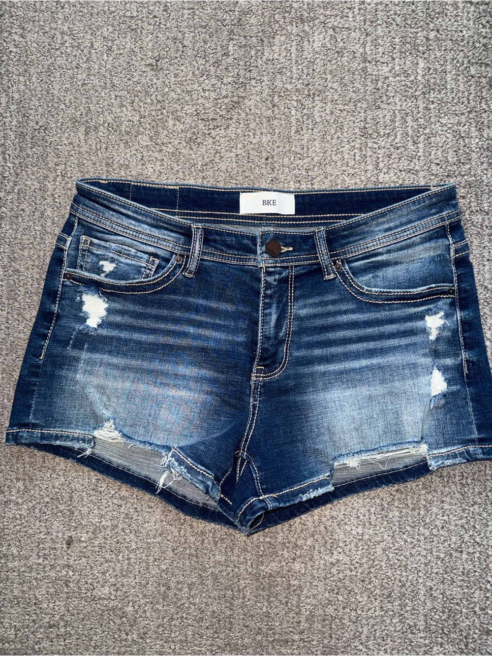BKE Distressed Dark Blue Denim Jean Shorts